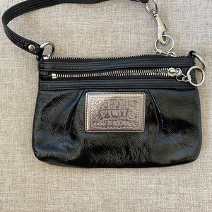Coach Black Patent Leather Poppy Wristlet
